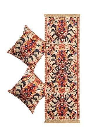 Turuncu Kadife Runner Takımı 