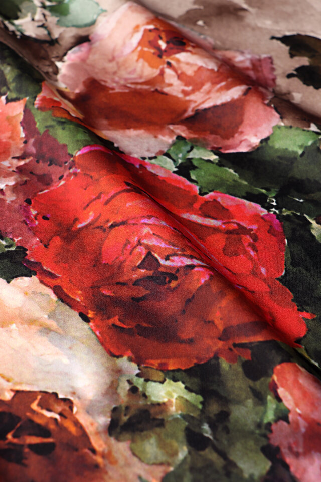 Bordo Kamelya Desen Sura İpek Eşarp - 4