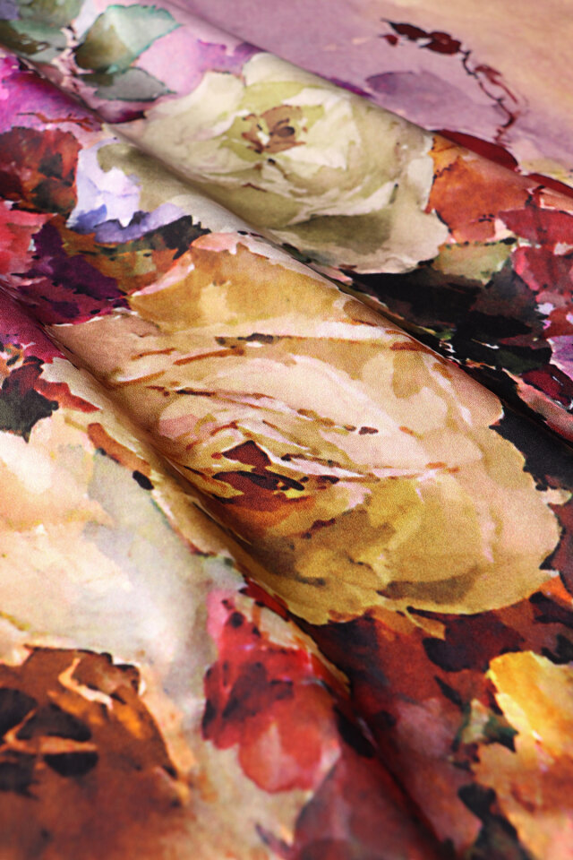 Mürdüm Kamelya Desen Sura İpek Eşarp - 4