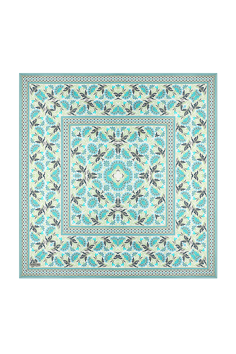 Mint Karanfil Desen Twill İpek Eşarp