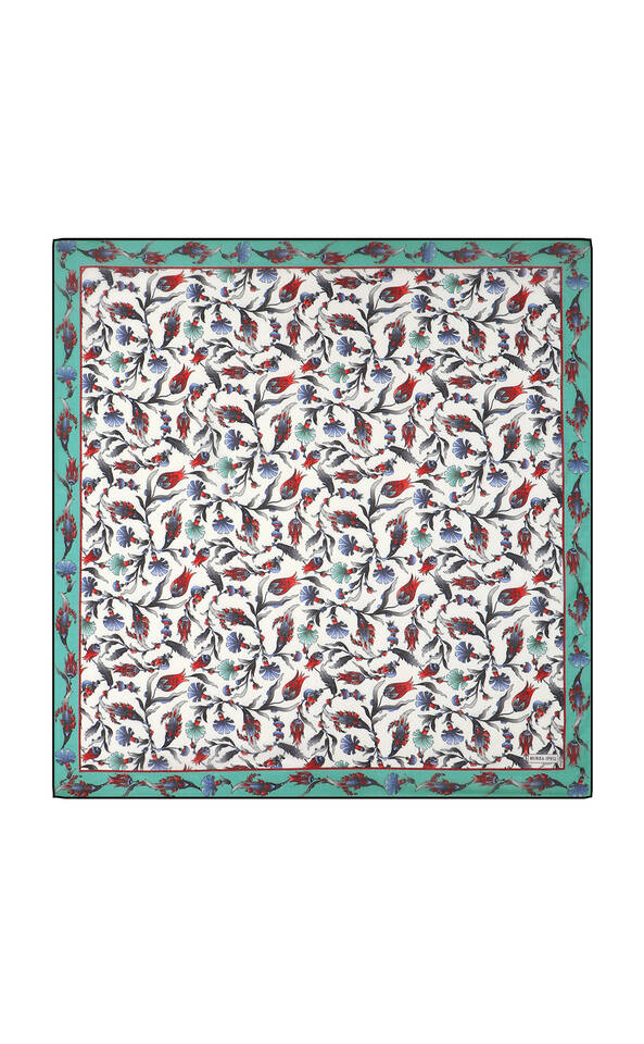 Mint Karanfil Lale Desen Soft Eşarp - Bursa İpek
