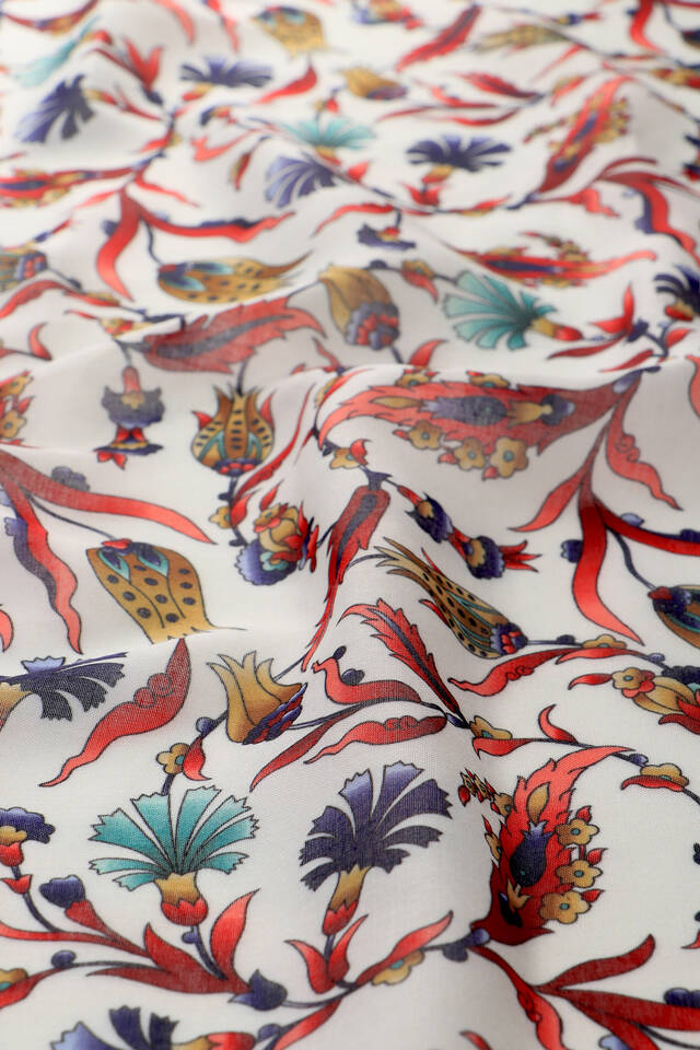 Narçiçeği Karanfil Lale Desen Soft Eşarp - 3