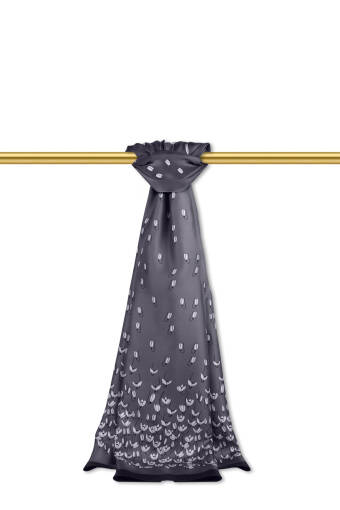 Antrasit Kardelen Desen Twill İpek Şal 