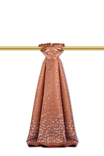 Kahverengi Kardelen Desen Twill İpek Şal 