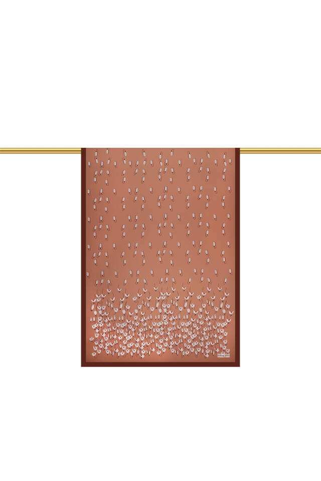 Kahverengi Kardelen Desen Twill İpek Şal - 3