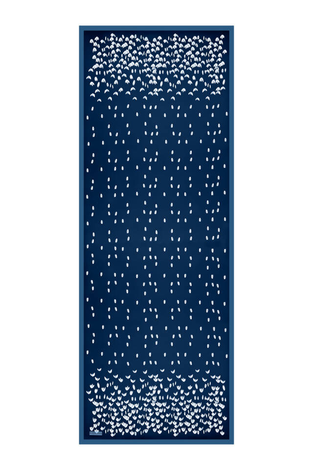Lacivert Kardelen Desen Twill İpek Şal - 4