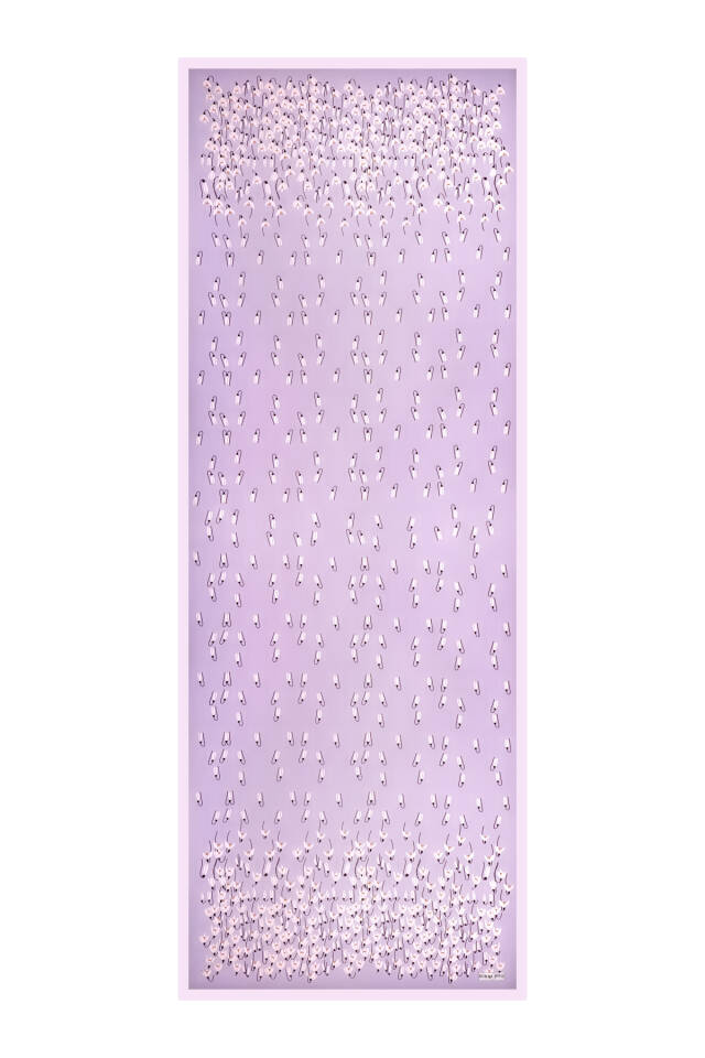 Lila Kardelen Desen Twill İpek Şal - 4
