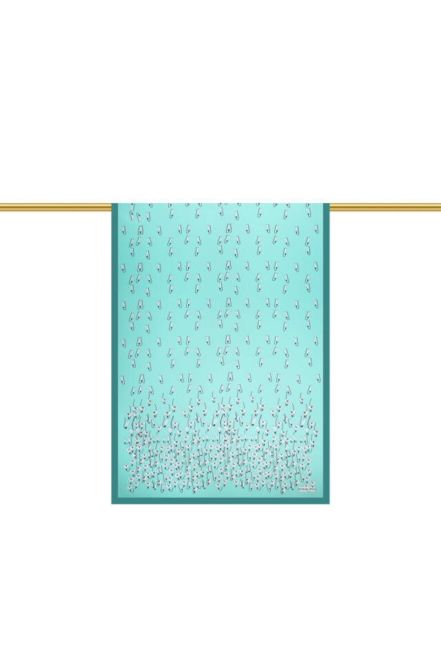 Mint Kardelen Desen Twill İpek Şal - 3