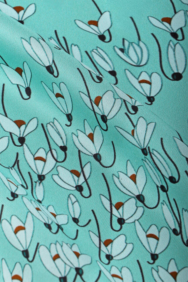 Mint Kardelen Desen Twill İpek Şal - 5