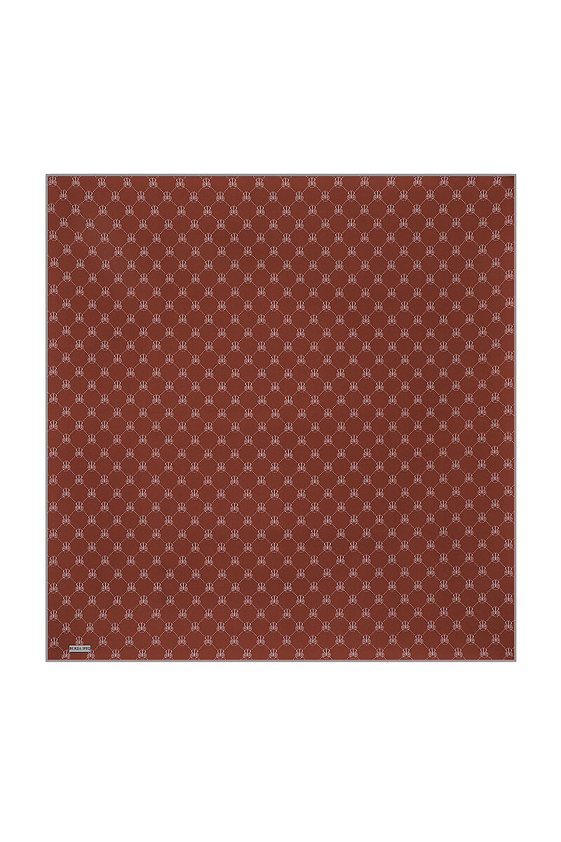 Bordo Kelebek Monogram Twill İpek Eşarp