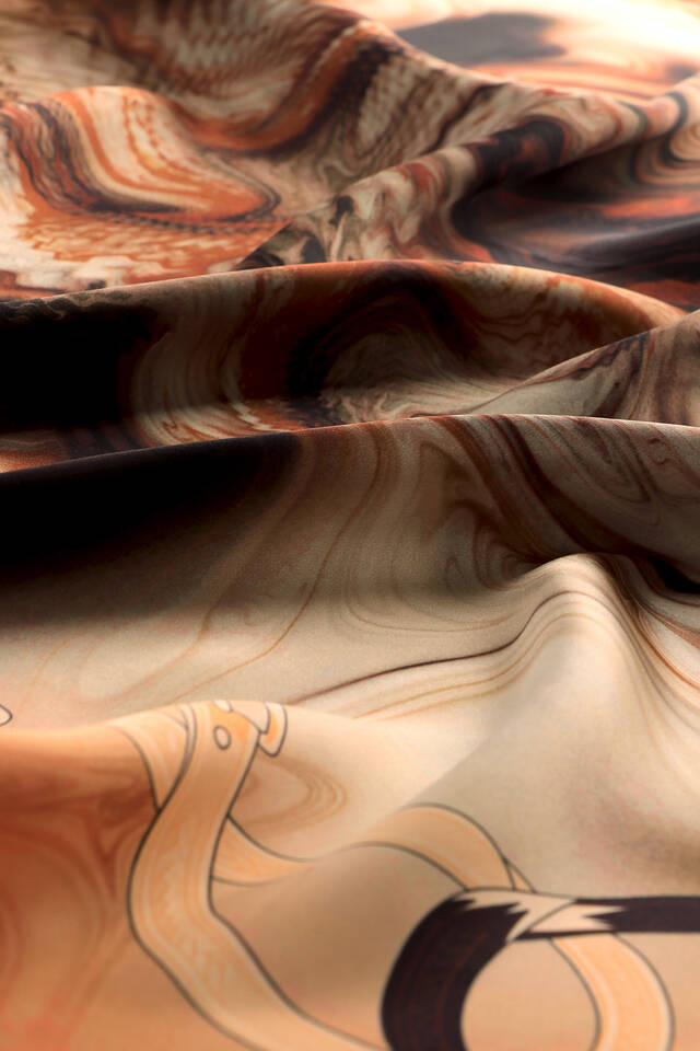 Koyu Somon Kemer Desen Sura İpek Eşarp - 3