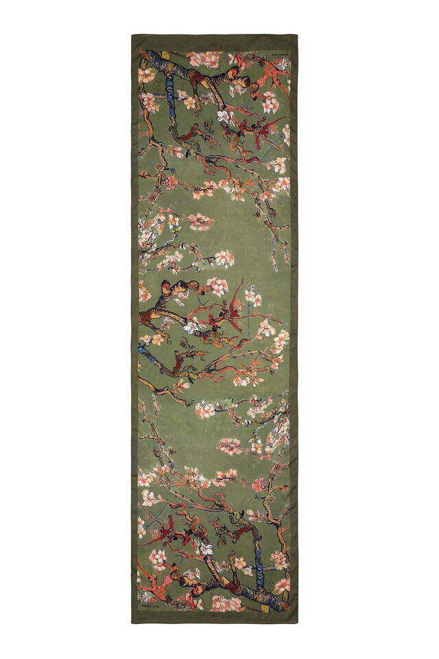 Khaki Almond Blossom Silky Foulard - 4