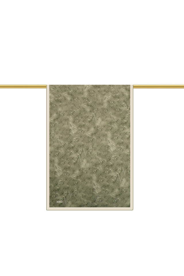 Khaki Brush Pattern Silk Scarf - 2
