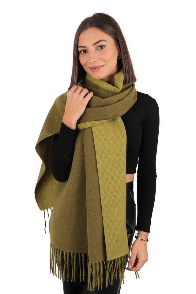 Khaki Double Sided Winter Shawl - 2