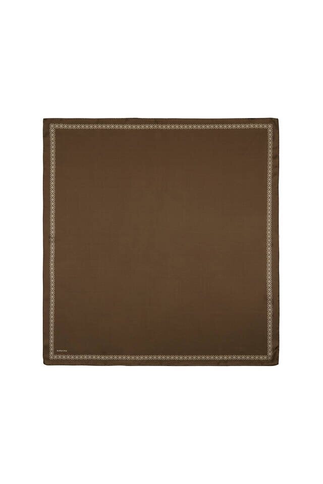 Khaki Edge Juicy Butterfly Silk Square Scarf - 1