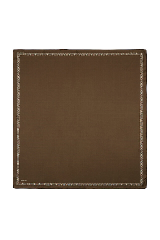 Khaki Edge Juicy Butterfly Silk Square Scarf - 1