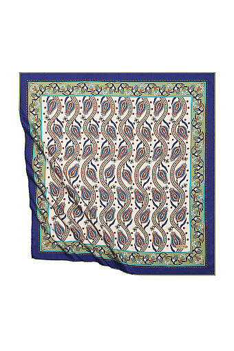 Khaki Ivy Tulip Pattern Silky Square Scarf 