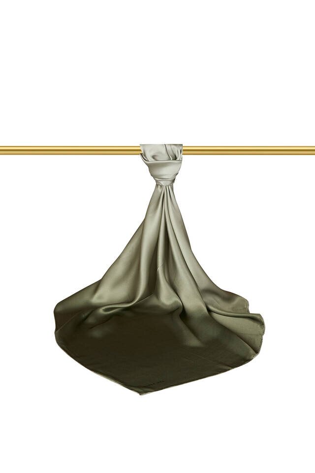 Khaki Mint Gradient Sura Silk Square Scarf - 3