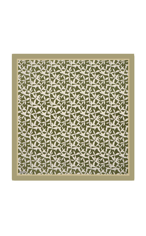 Khaki Pia Pattern Sura Silk Square Scarf 