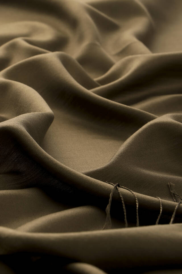 Khaki Silk Look Scarf - 3