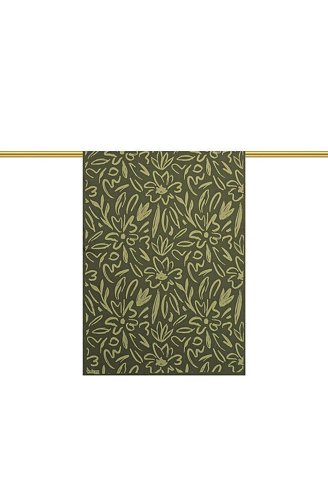 Khaki Spring Pattern Twill Silk Scarf - 1