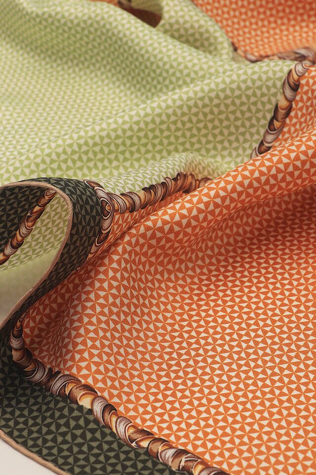 Khaki Straw Pattern Twill Silk Square Scarf - 3