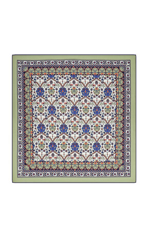 Khaki Tile Tulip Pattern Soft Square Scarf 