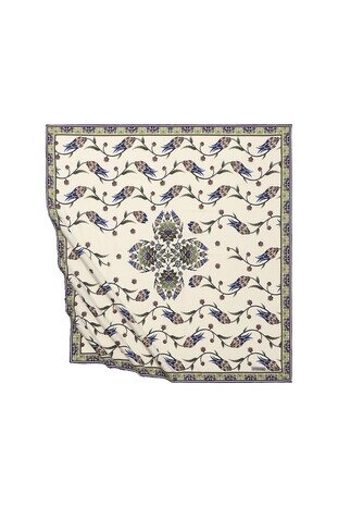 Khaki Tulip Pattern Silky Square Scarf 