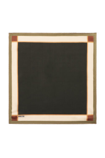 Khaki Wide Border Plain Silk Pocket Square 