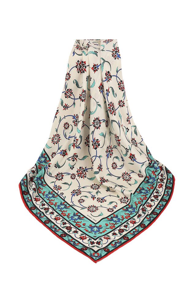 Mint Kır Çiçeği Desen İpeksi Eşarp - 3