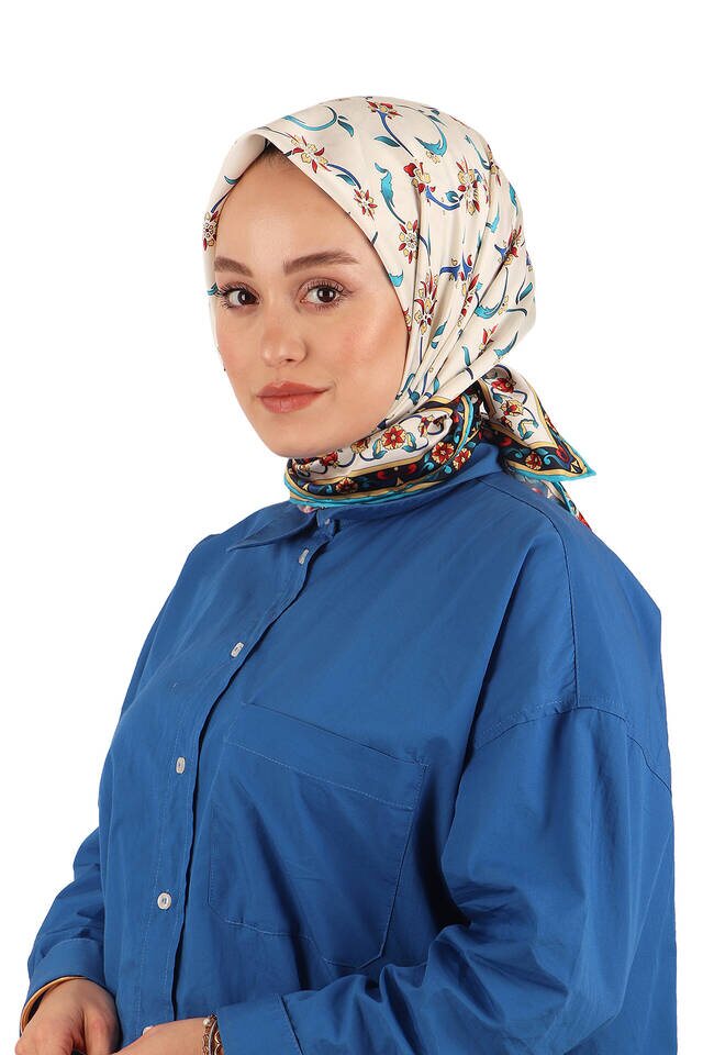 Sarı Kır Çiçeği Desen İpeksi Eşarp - 2