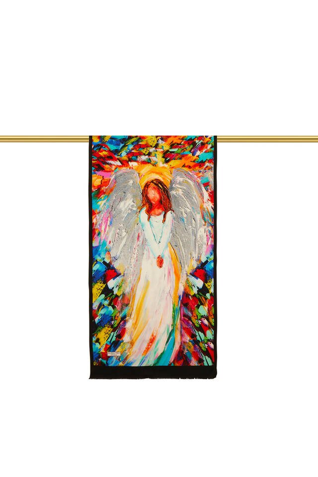Kırmızı Angel İpek Tablo Fular - 3