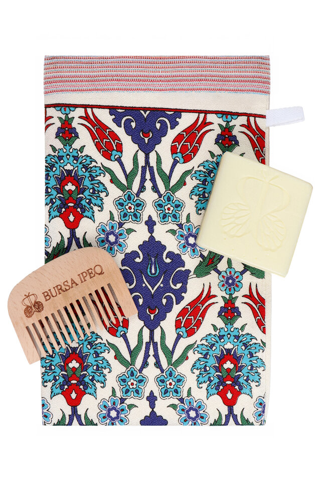 Kırmızı Karanfil Desen Hediyelik Hamam Seti - 3