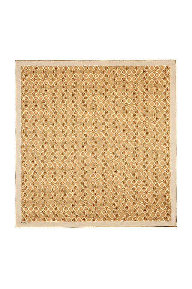 Koyu Gold Monogram İpek Eşarp 