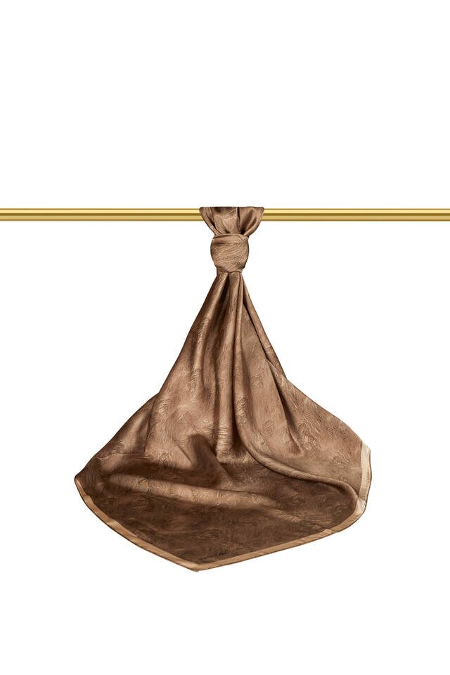 Koyu Taş Fırça İpek Eşarp - 2