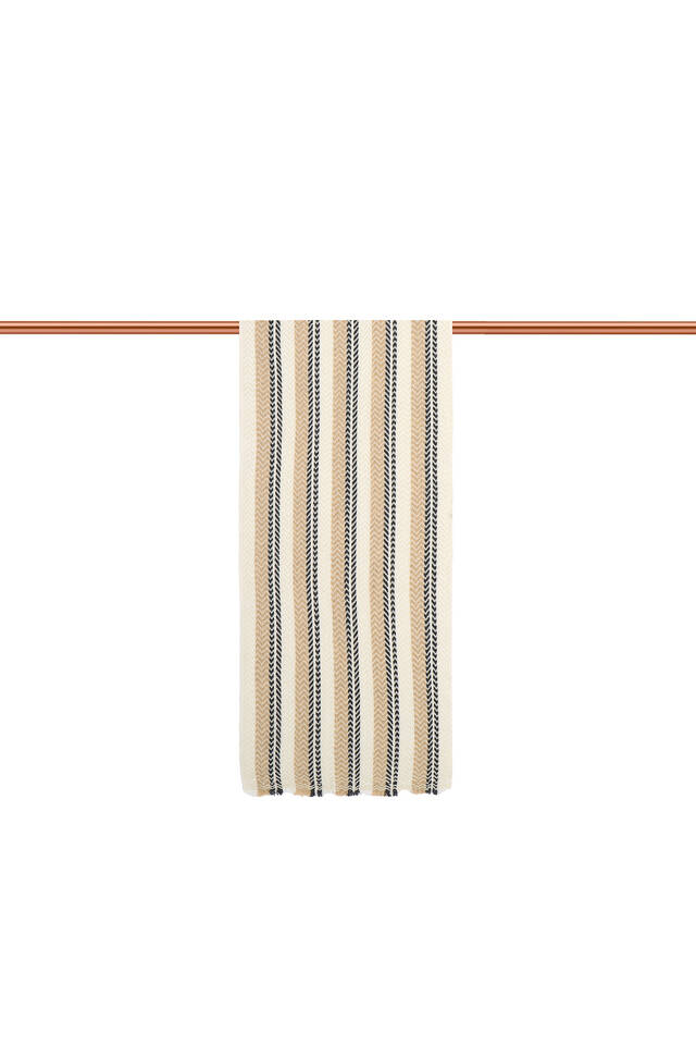 Krem Antrasit Desenli Dar Yün Kaşkol - 3