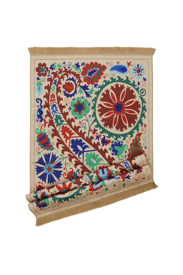 Krem Kadife Halı Seccade - 4