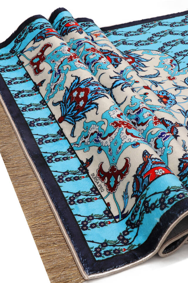 Lacivert Bambu Halı Seccade - 3