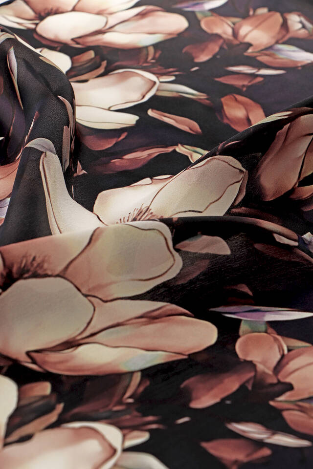 Lacivert Nergis Desen İpek Mendil - 3