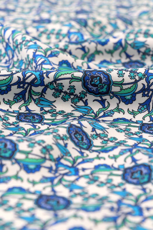 Lacivert Sarmaşık Lale Desen İpeksi Mendil - 3