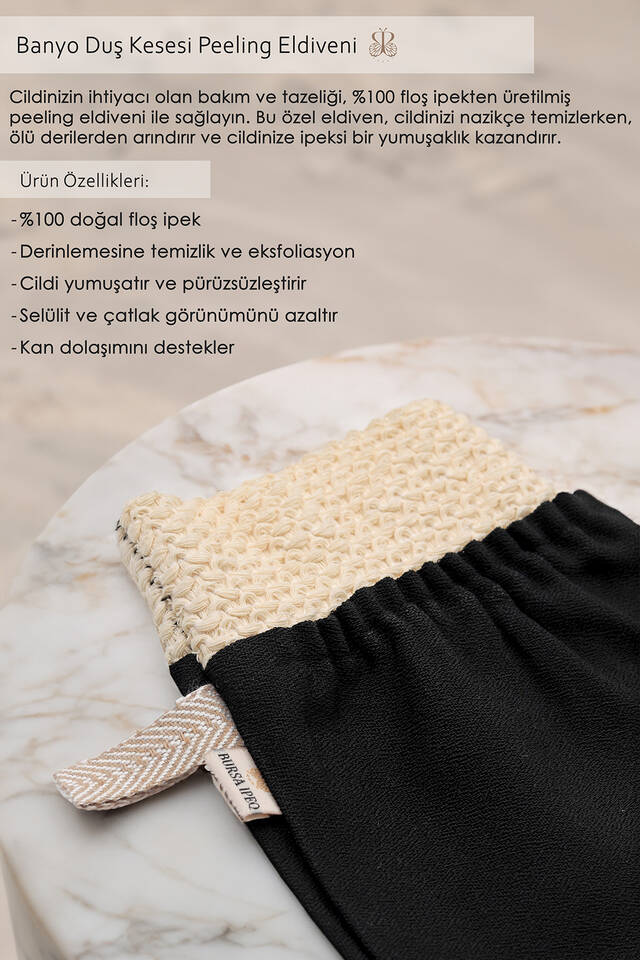Siyah Banyo Duş Kesesi Peeling Eldiveni - 5