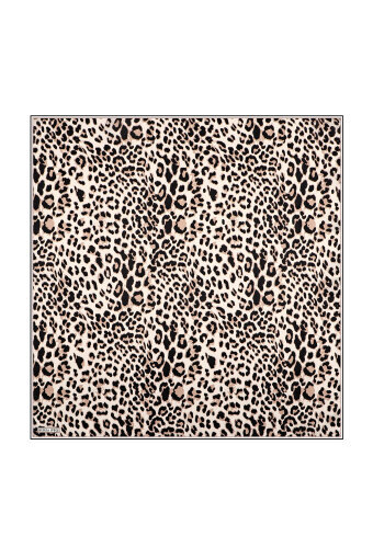 Bej Leopar Desen İpek Mendil 