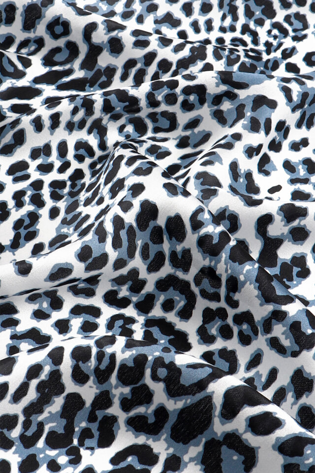 İndigo Leopar Desen İpek Mendil - Bursa İpek