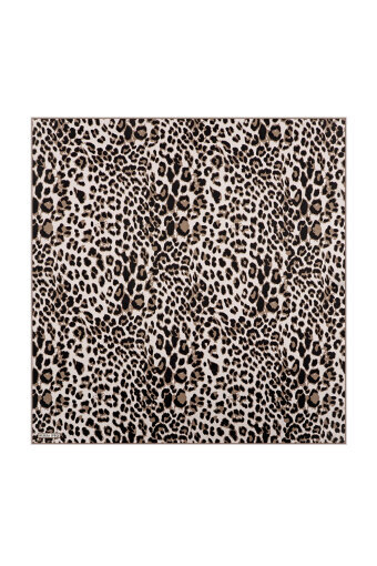 Kahverengi Leopar Desen İpek Mendil 