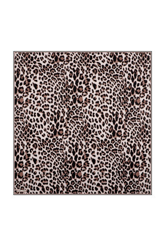 Kestane Leopar Desen İpek Mendil 