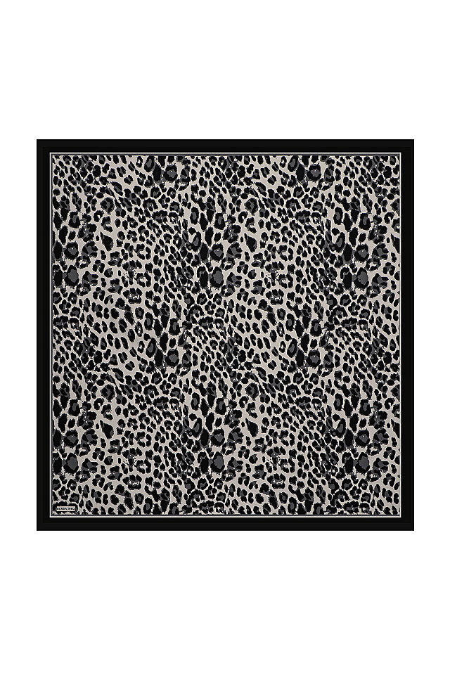 Füme Leopar Desen Twill İpek Eşarp 