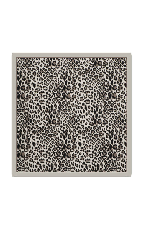 Stone Leopard Pattern Twill Silk Scarf - 2