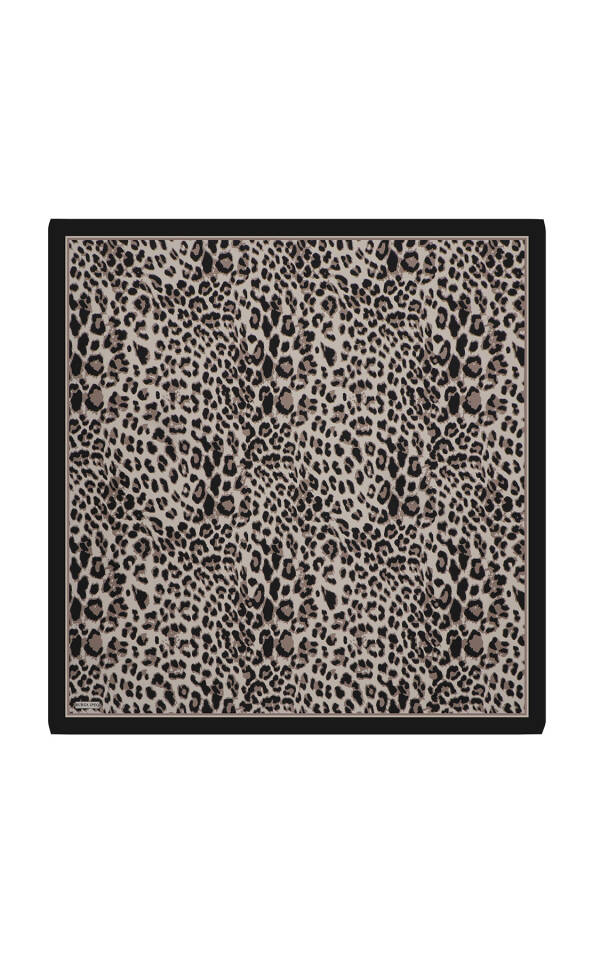 Mink Leopard Pattern Twill Silk Scarf - 2
