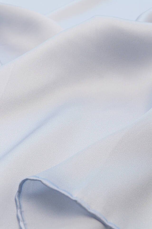 Light Blue Solid Color Sura Silk Square Scarf - 3