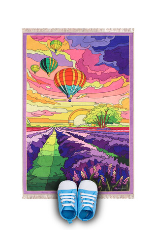 Lilac Balloons Velvet Children's Prayer Mat and Play Mat 